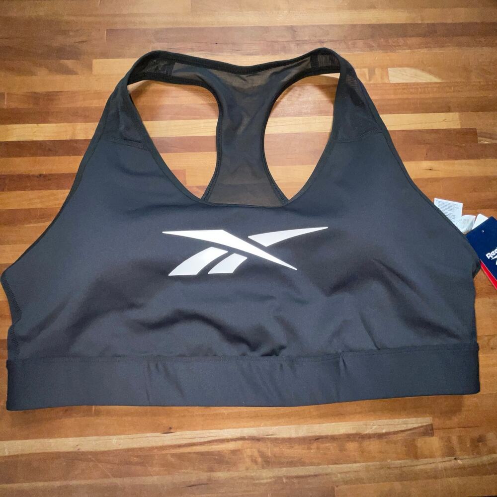 Reebok Lux Vector Medium Impact Racerback Bra black 3X